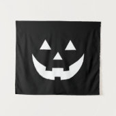 Tenture Halloween noir blanc Jack-o'-lantern effrayant (Devant (Horizontal))