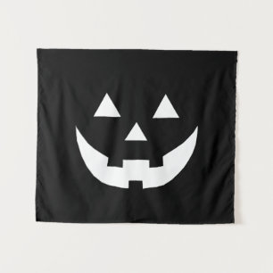 Tenture Halloween noir blanc Jack-o'-lantern effrayant