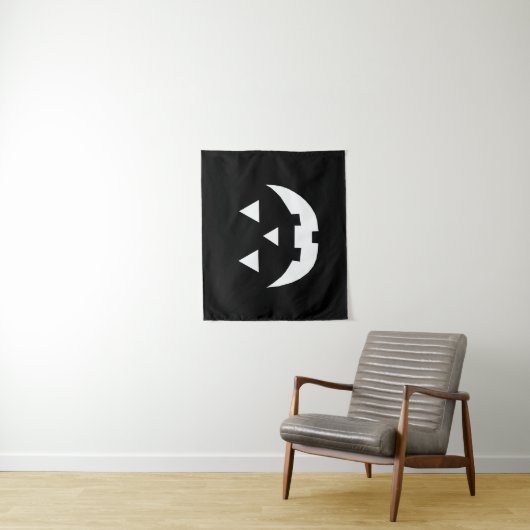 Tenture Halloween noir blanc Jack-o'-lantern effrayant (En situation)