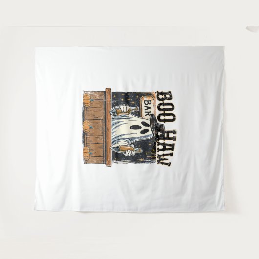 Tenture Halloween occidentale rétro Boo Haw (Devant (Horizontal))