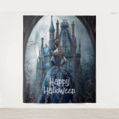 Tenture Halloween Party Haunted Maison Bleue Nuit Effrayan (Devant)