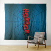 Tenture Halloween Party Red Horror Spider Web Blue Effraye (En situation (horizontale))