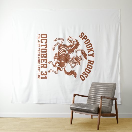 Tenture Halloween Rodéo éffrayant 31 octobre (En situation (horizontale))