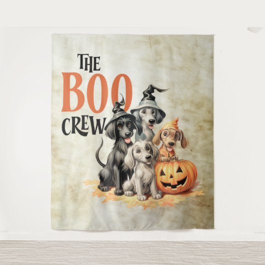 Tenture Halloween Scary Boo Chiens d'équipage Orange Citro (Devant)