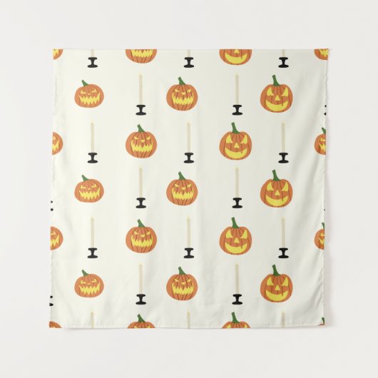 Tenture Halloween seamless pattern with pumpkins and candl (Devant)