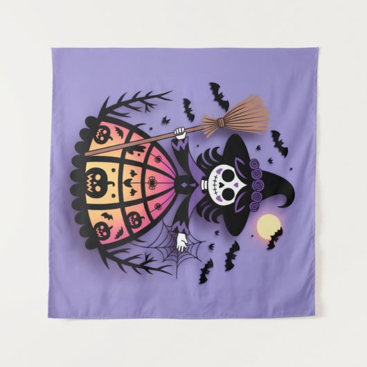 Tenture Halloween Skeleton Witch (Devant (Horizontal))