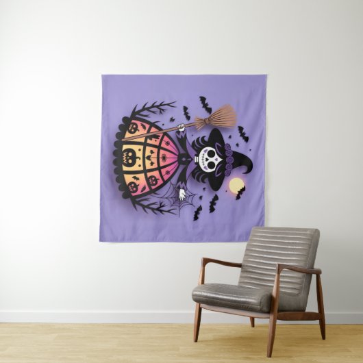 Tenture Halloween Skeleton Witch (En situation (horizontale))