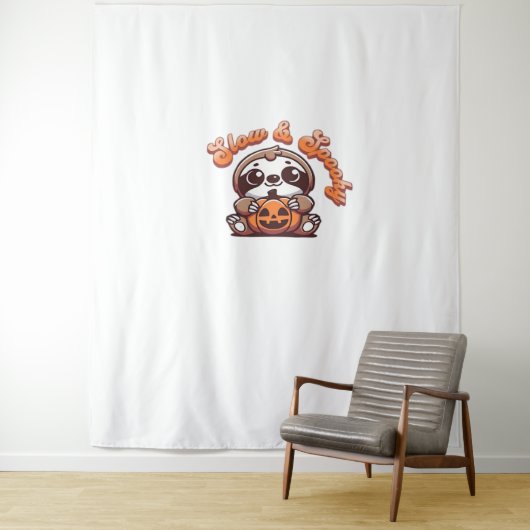 Tenture Halloween Sloth Lent et Éffrayant mignonne Citroui (En situation)