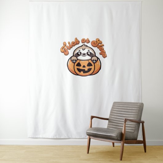 Tenture Halloween Sloth Trick ou Sleep Jote Slote Citrouil (En situation)
