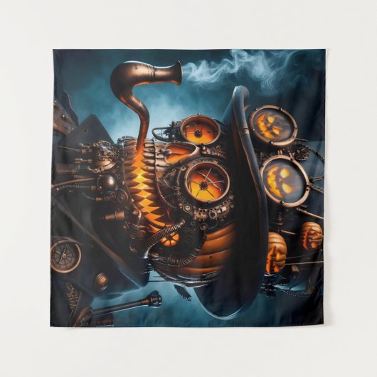 Tenture Halloween Steampunk Gothique Jack-O-Lantern (Devant (Horizontal))