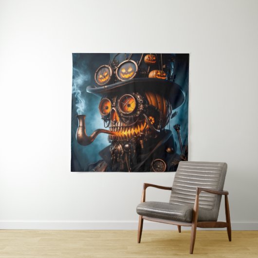 Tenture Halloween Steampunk Gothique Jack-O-Lantern (En situation)