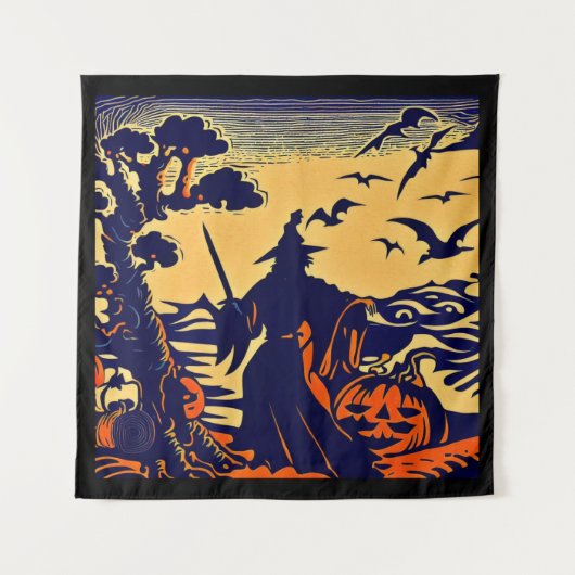 Tenture Halloween - Style de gravure sur bois 5 (Devant)