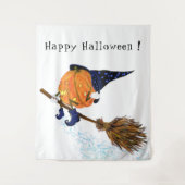 Tenture Halloween Tapestry Sorcière Citrouille Flying Broo (Devant)