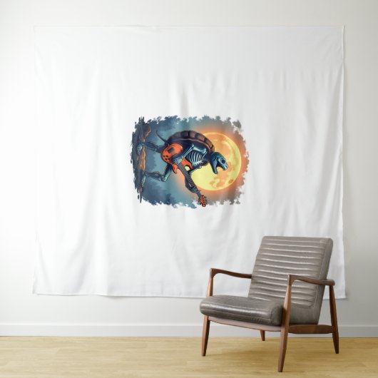 Tenture Halloween Turtle Skeleton Rocker Tee pour Music Lo (En situation (horizontale))