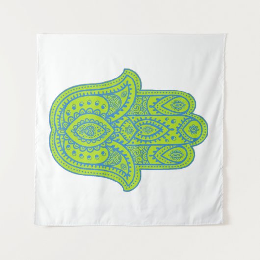 Tenture Hamsa Design Vert & Blanc fond (Devant (Horizontal))