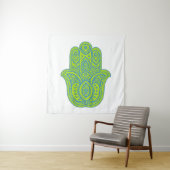 Tenture Hamsa Design Vert & Blanc fond (En situation)