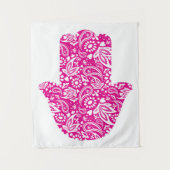 Tenture Hamsa Main Boho rose blanc (Devant)