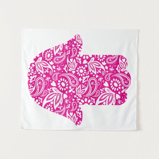 Tenture Hamsa Main Boho rose blanc (Devant (Horizontal))