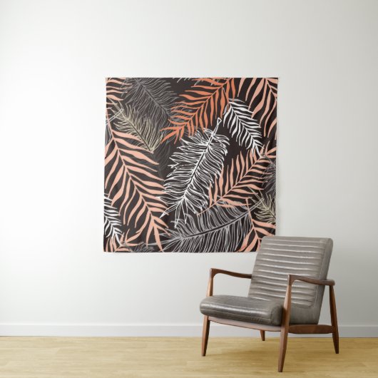Tenture Hand drawn doodle palm leaves pattern (En situation (horizontale))