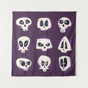 Tenture Hand drawn flat dia de muertos skulls collection s
