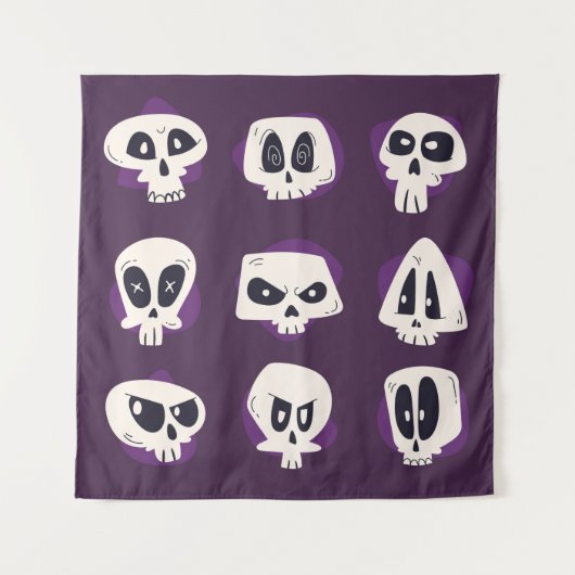 Tenture Hand drawn flat dia de muertos skulls collection s (Devant)