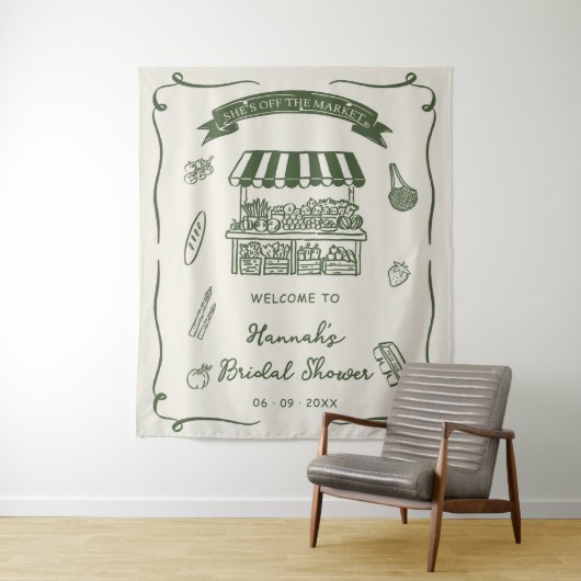 Tenture Hand Drawn Fresh Off the Market Bridal Shower (En situation)