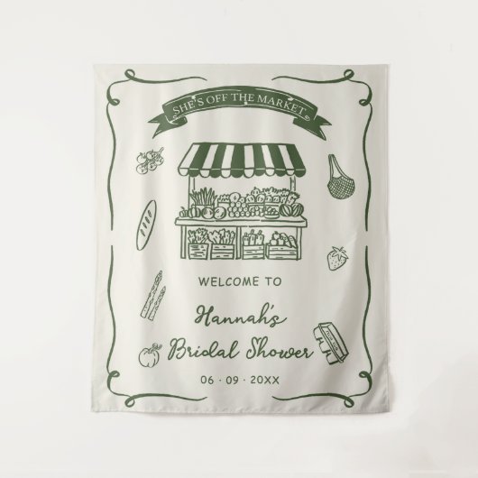 Tenture Hand Drawn Fresh Off the Market Bridal Shower (Devant)