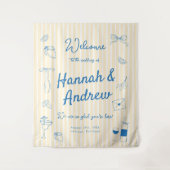 Tenture Hand Drawn Wedding Backdrop Tapestry (Devant)