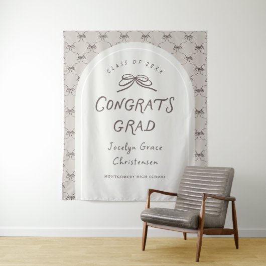 Tenture Hand Drawn Whimsical Congrats Grad Party Backdrop (En situation)