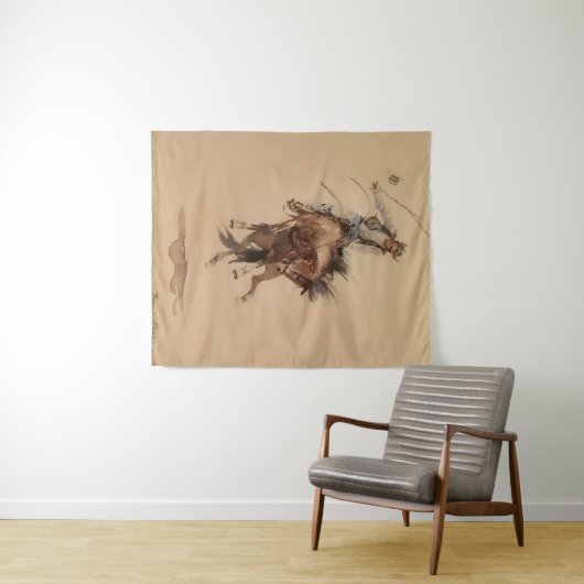 Tenture Hand Whipping a Bronc par Edward Borein (En situation (horizontale))