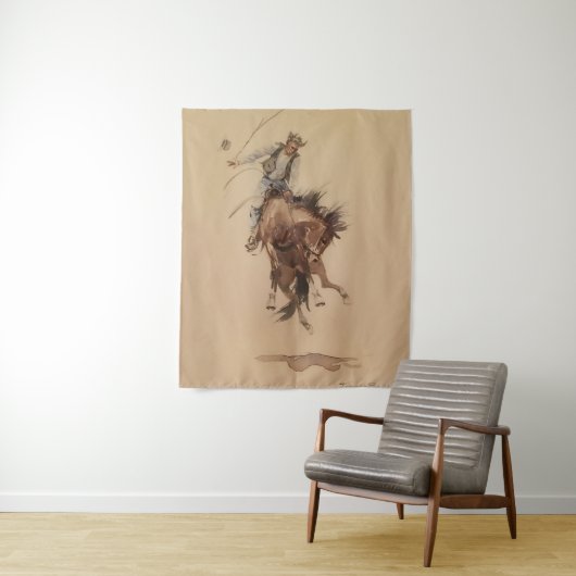 Tenture Hand Whipping a Bronc par Edward Borein (En situation)