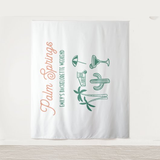 Tenture Handdrawn Palm Springs Pink Bachelorette Weekend (Devant)