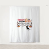 Tenture Hangin Avec Mon Fantôme Boos Tenant Chat Noir Drôl (Devant)