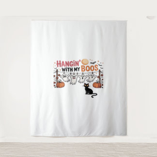 Tenture Hangin Avec Mon Fantôme Boos Tenant Chat Noir Drôl