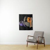 Tenture Happpy Halloween Chat avec Citrouille (En situation)