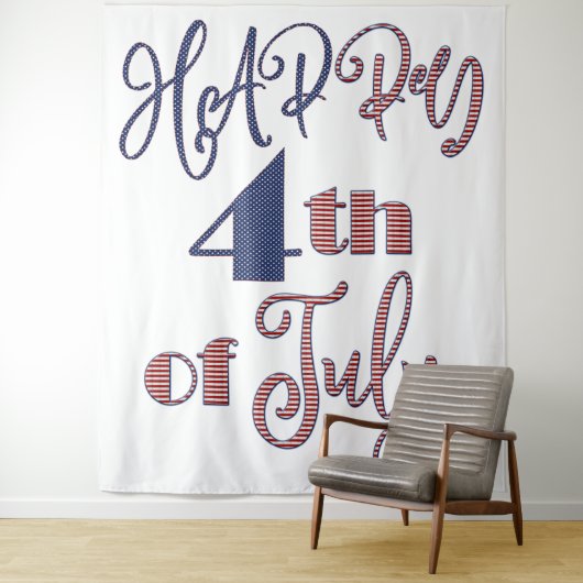 Tenture Happy 4 juillet Décor Étoiles et rayures (En situation)
