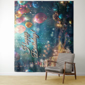 Tenture Happy Birthday Cake Balloons Party Decor (En situation)