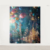 Tenture Happy Birthday Cake Balloons Party Decor (Devant)