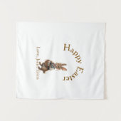 Tenture Happy Easter brown bunny with eggs love add name (Devant (Horizontal))