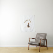 Tenture Happy Easter brown bunny with eggs love add name (En situation)