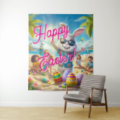 Tenture Happy Easter Easter Bunny on Beach Tapestry (En situation)