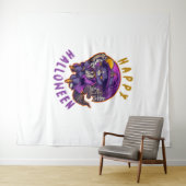 Tenture Happy Halloween Chat sorcier Halloween (En situation (horizontale))