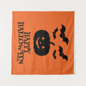 Tenture Happy Halloween Citrouille Bat Minimal (Devant (Horizontal))