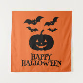 Tenture Happy Halloween Citrouille Bat Minimal (Devant)