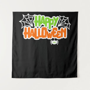 Tenture Happy Halloween coloré mignon araignée Web