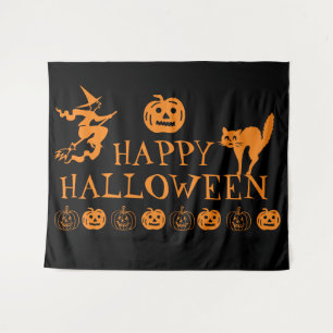 Tenture Happy Halloween éffrayant noir orangé décoration T
