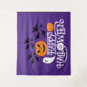 Tenture Happy Halloween fantôme citrouille chauves-souris  (Devant)