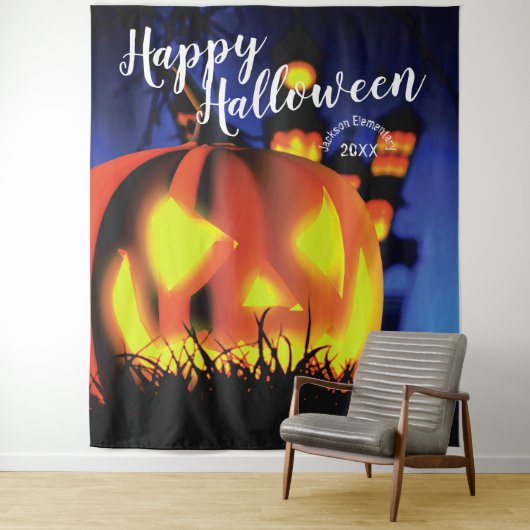 Tenture Happy Halloween scène hantée | Arrière-plan de par (En situation)