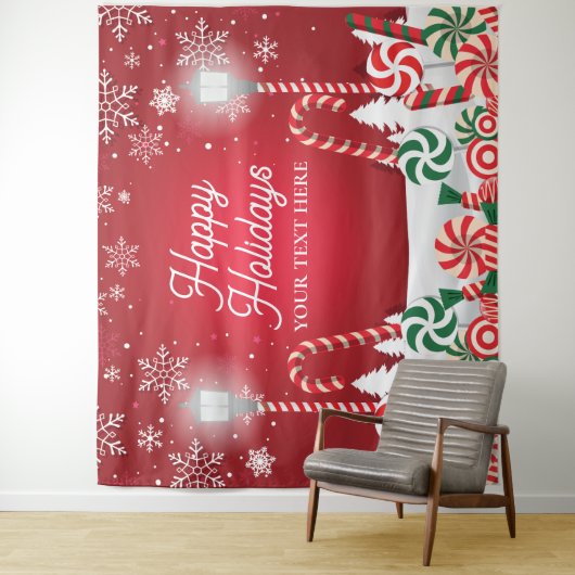 Tenture Happy Holidays christmas banner backdrop (En situation)