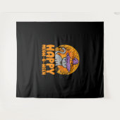 Tenture Happy Meow O Ween Citrouille Chat Witch Pleine lun (Devant (Horizontal))